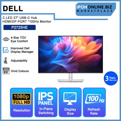 Dell P2725HE LED 27" USB-C Hub HDMI/DP PORT *100Hz Monitor Dell P2725HE LED 27" USB-C Hub HDMI/DP PORT *100Hz Monitor